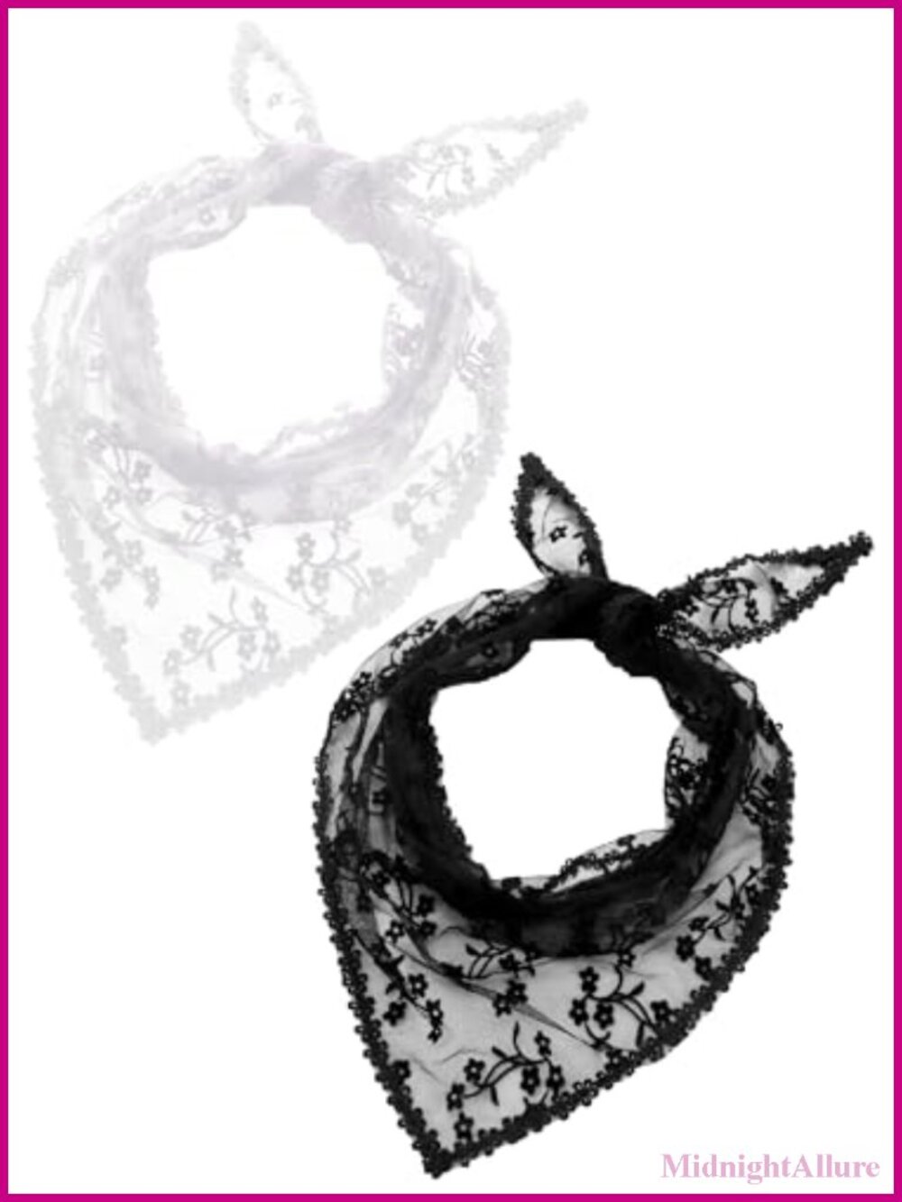 2 Pack Lace Triangle Neck Scarf Blended Fabric Retro 1950s Boho Hair Wrap